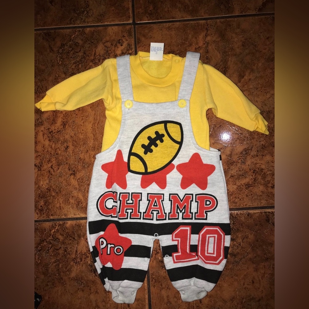 Vintage Hopscotch Kids Overalls & long sleeve Outfit